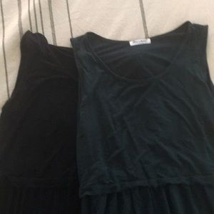 Two nursing dresses, black and green